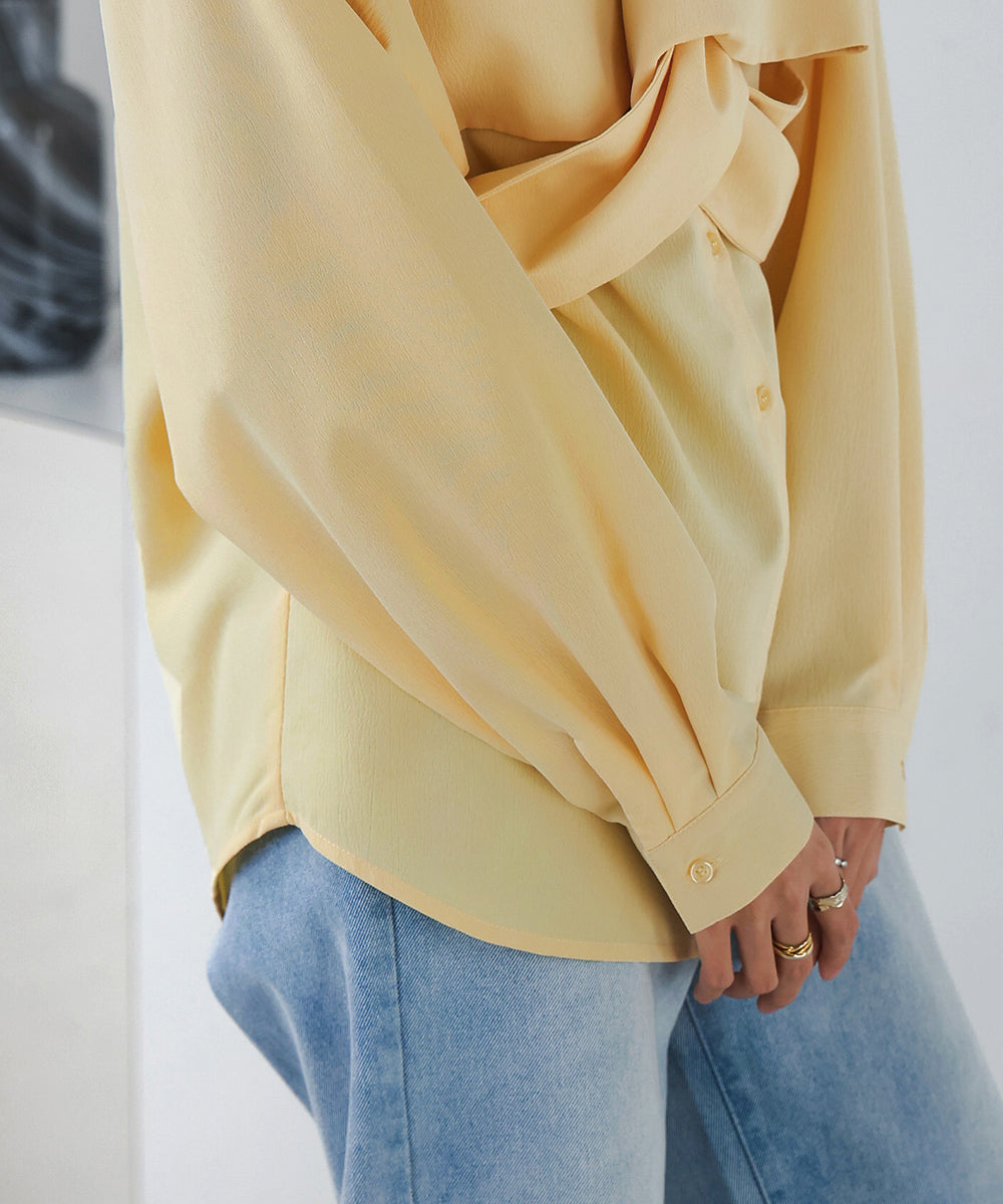 TWISTED FRONT BUSTIER STYLE BLOUSE
