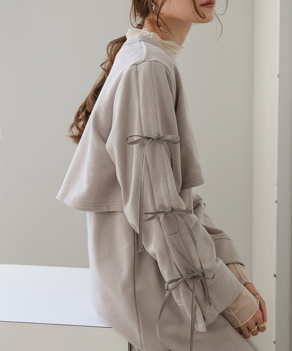 SLEEVE RIBBON SWEAT ONEPIECE