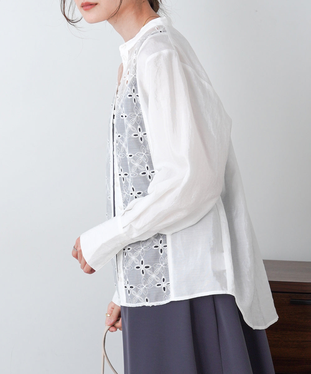 FRONT EMBROIDERY LACE BLOUSE