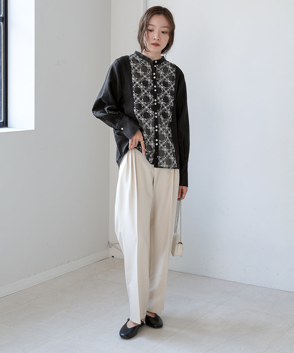FRONT EMBROIDERY LACE BLOUSE