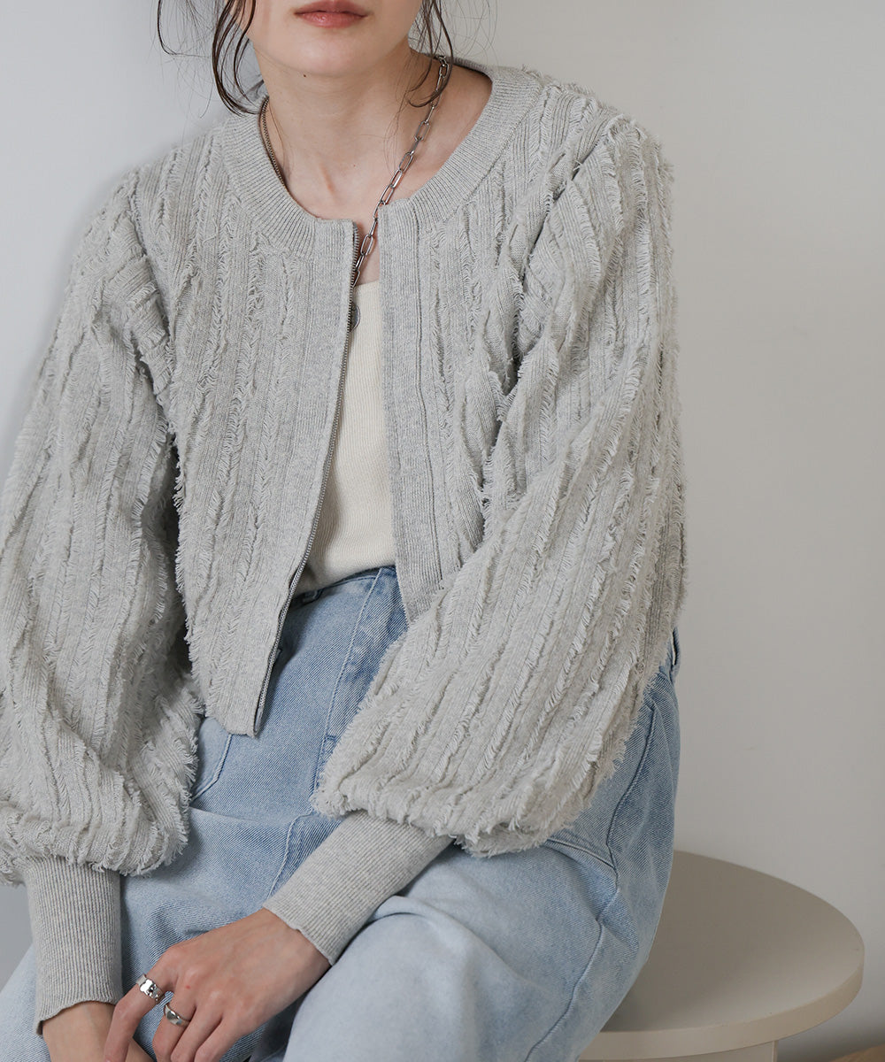 FRINGE DOUBLE ZIP CARDIGAN TOPS