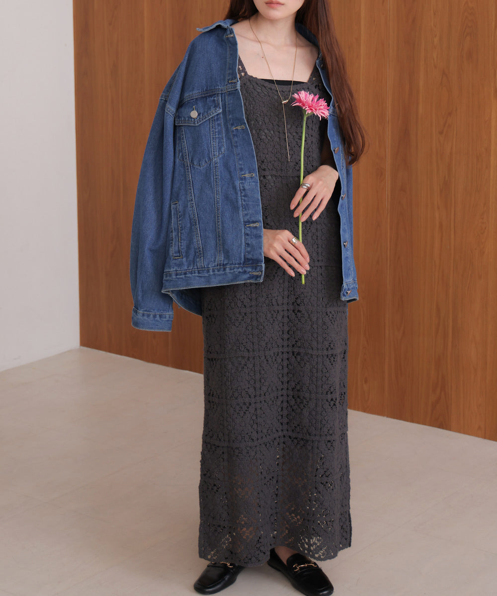 【XS~M 低身長向けサイズあり】クロシェロングワンピース