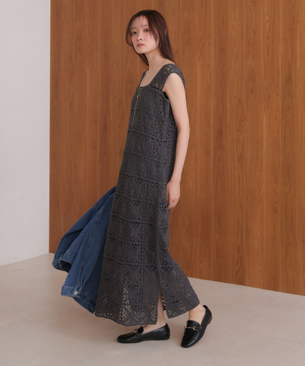 【XS~M 低身長向けサイズあり】クロシェロングワンピース