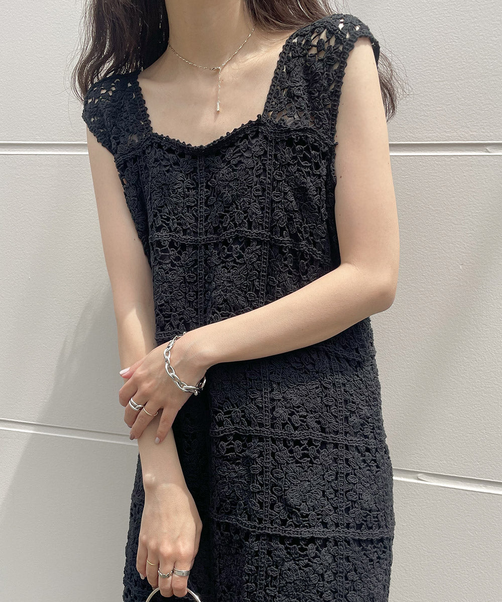 【XS~M 低身長向けサイズあり】クロシェロングワンピース