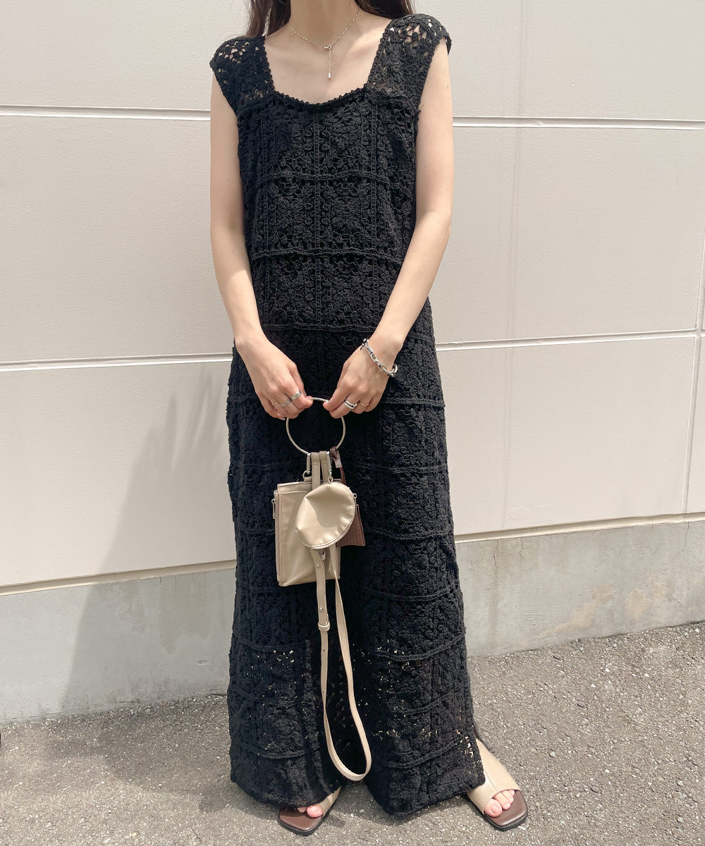 【XS~M 低身長向けサイズあり】クロシェロングワンピース