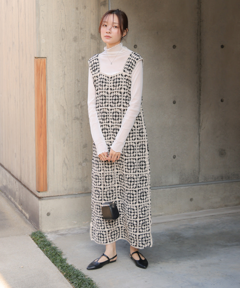【XS~M 低身長向けサイズあり】クロシェロングワンピース