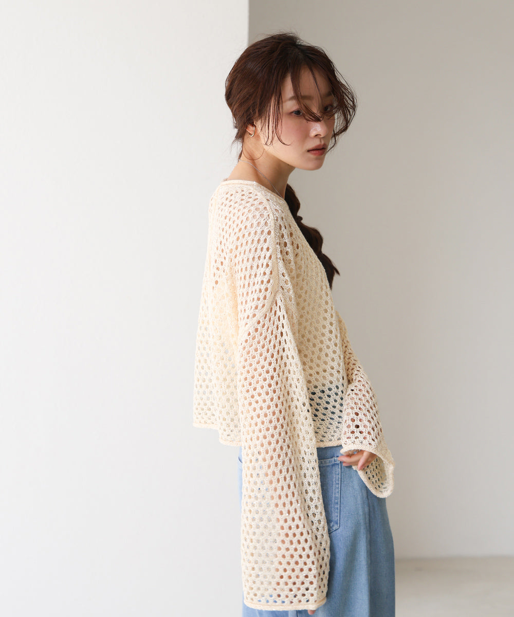 スパンコールメッシュニット