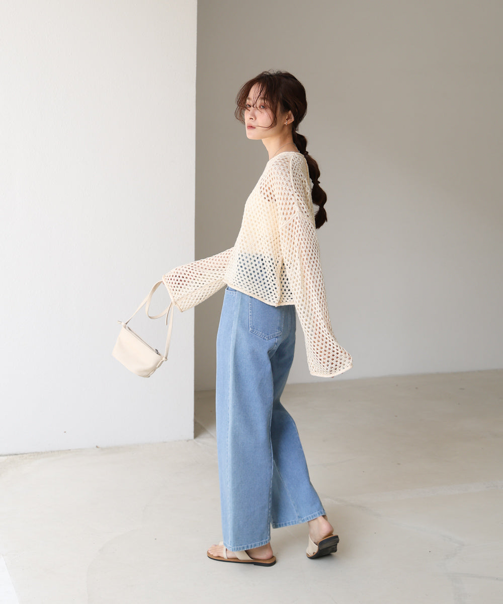 スパンコールメッシュニット