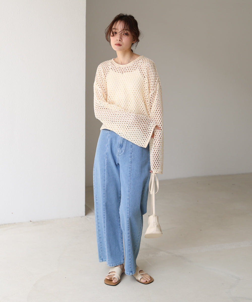 スパンコールメッシュニット