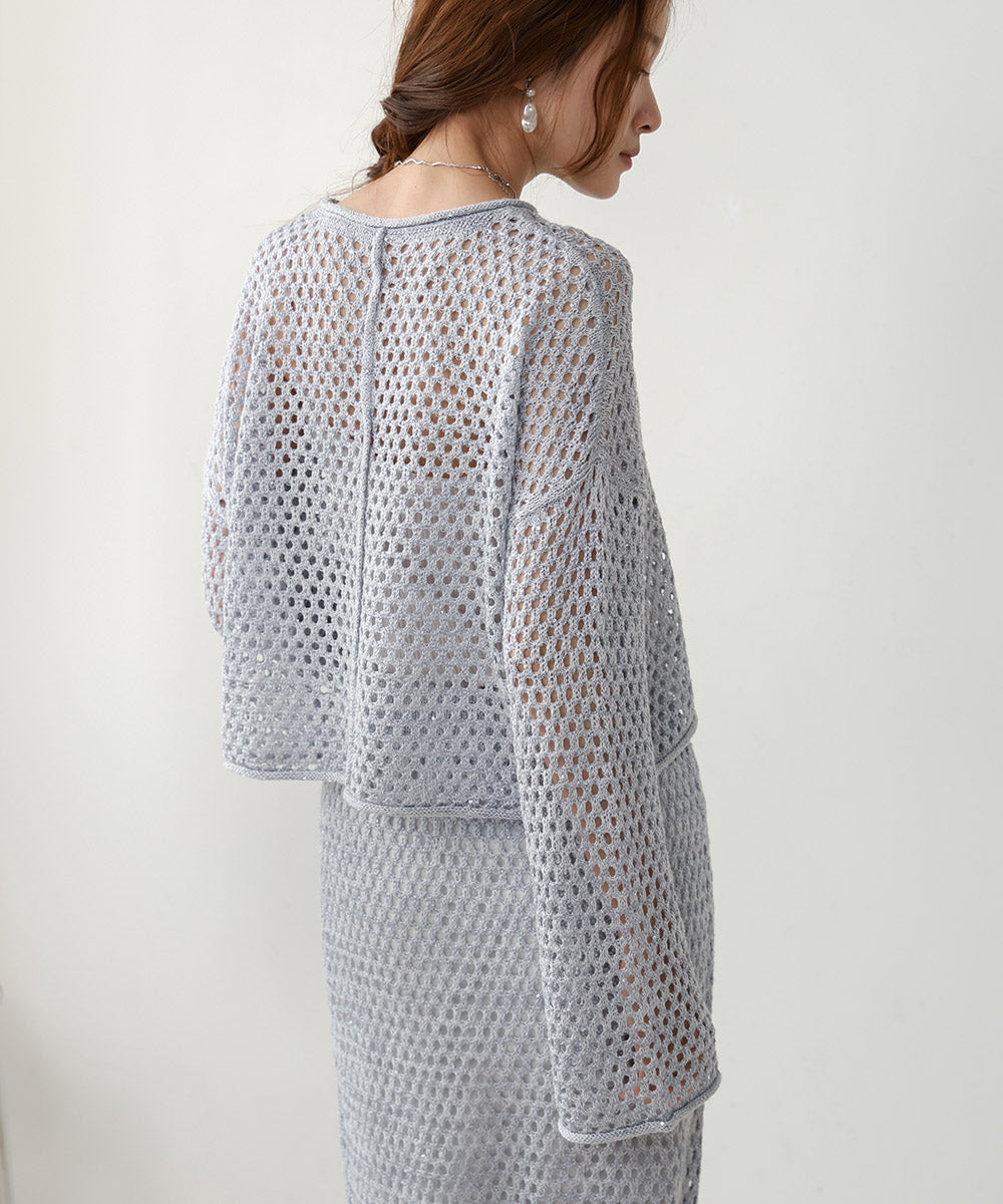 スパンコールメッシュニット