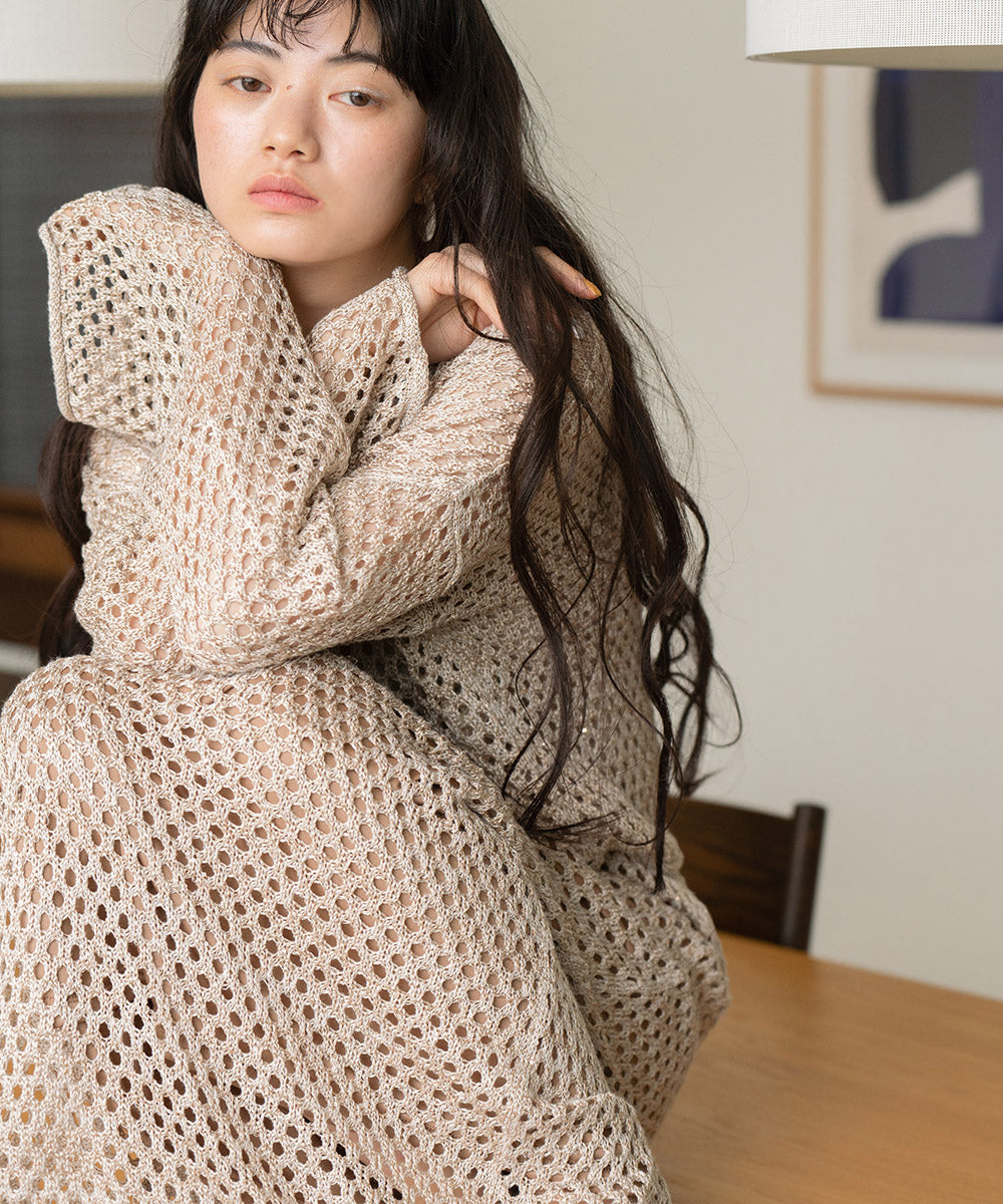 スパンコールメッシュニット