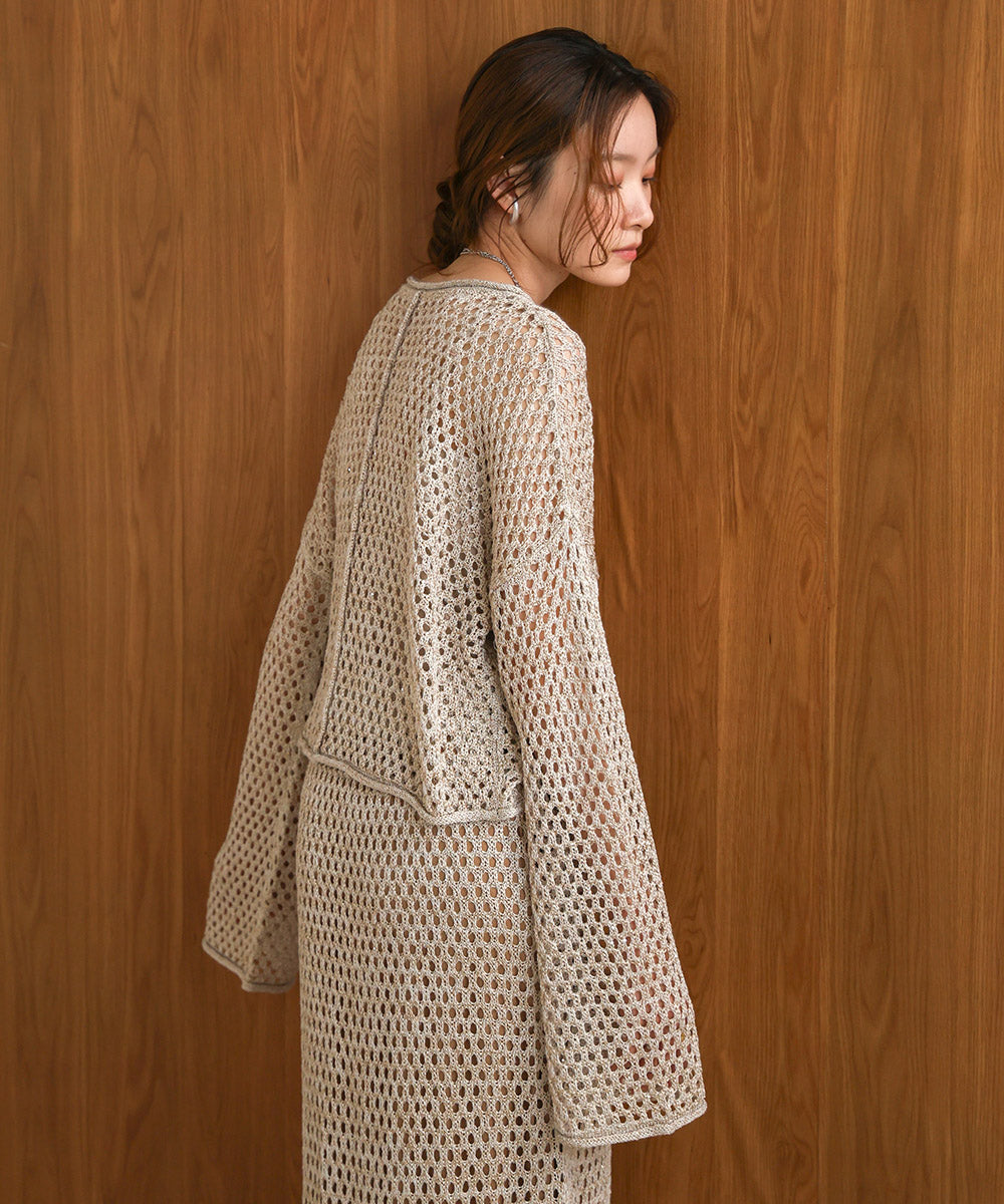 スパンコールメッシュニット