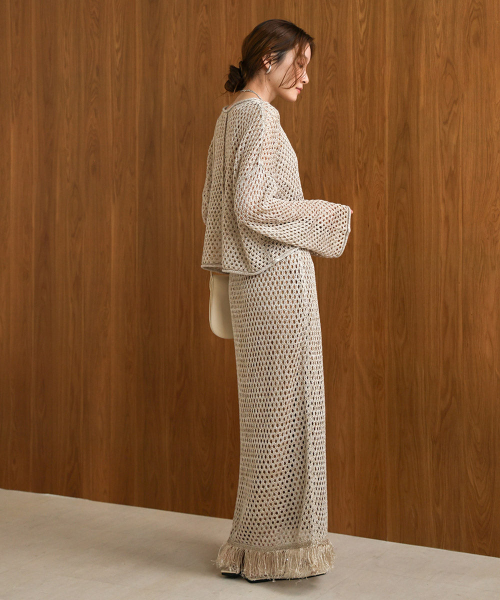 スパンコールメッシュニット