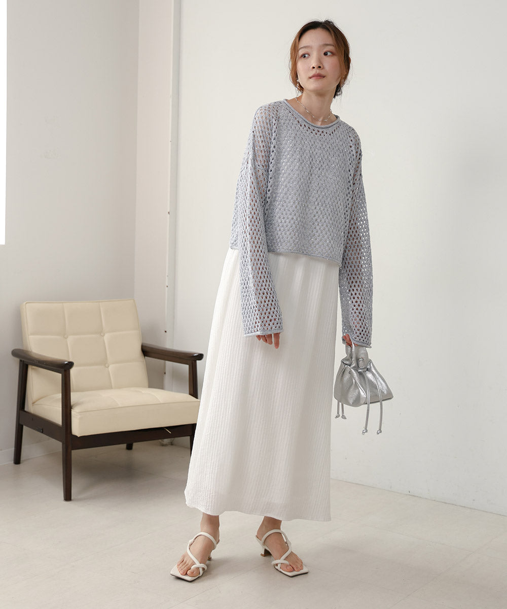 スパンコールメッシュニット