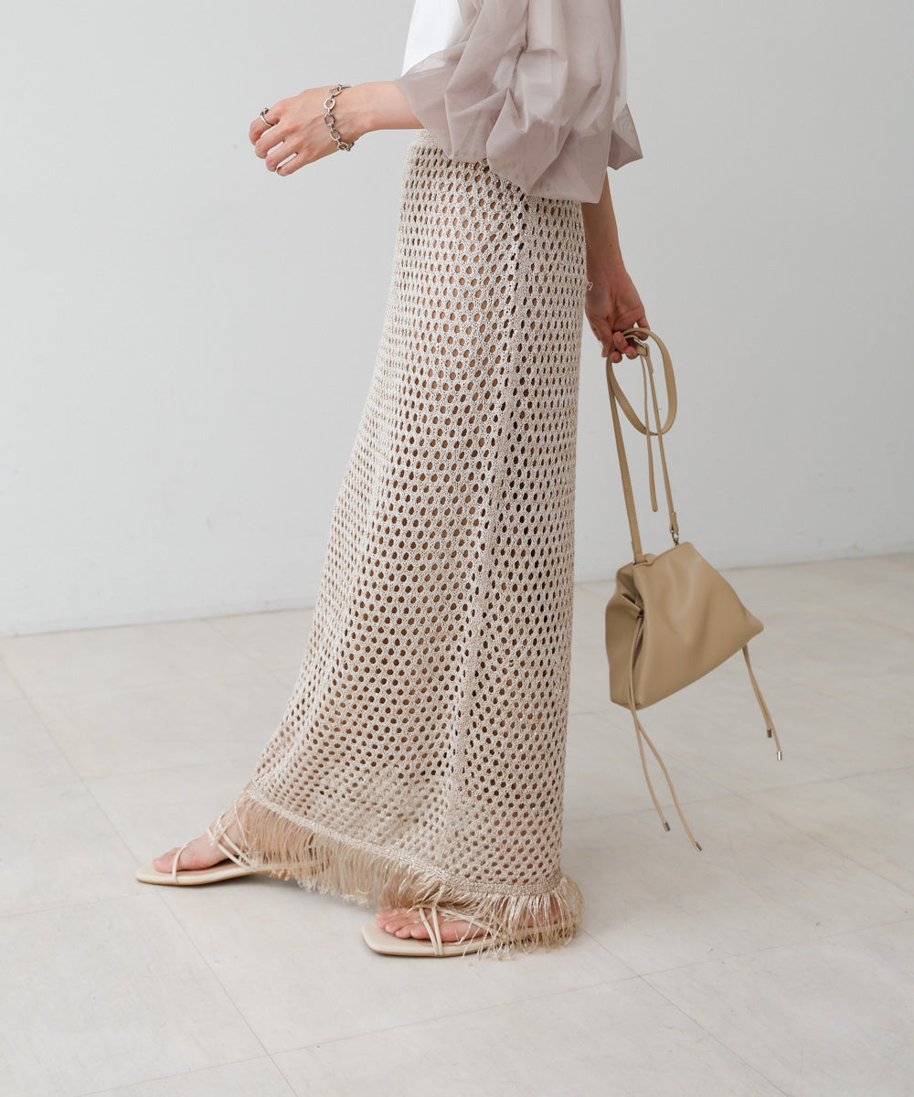 スパンコールメッシュフリンジスカート