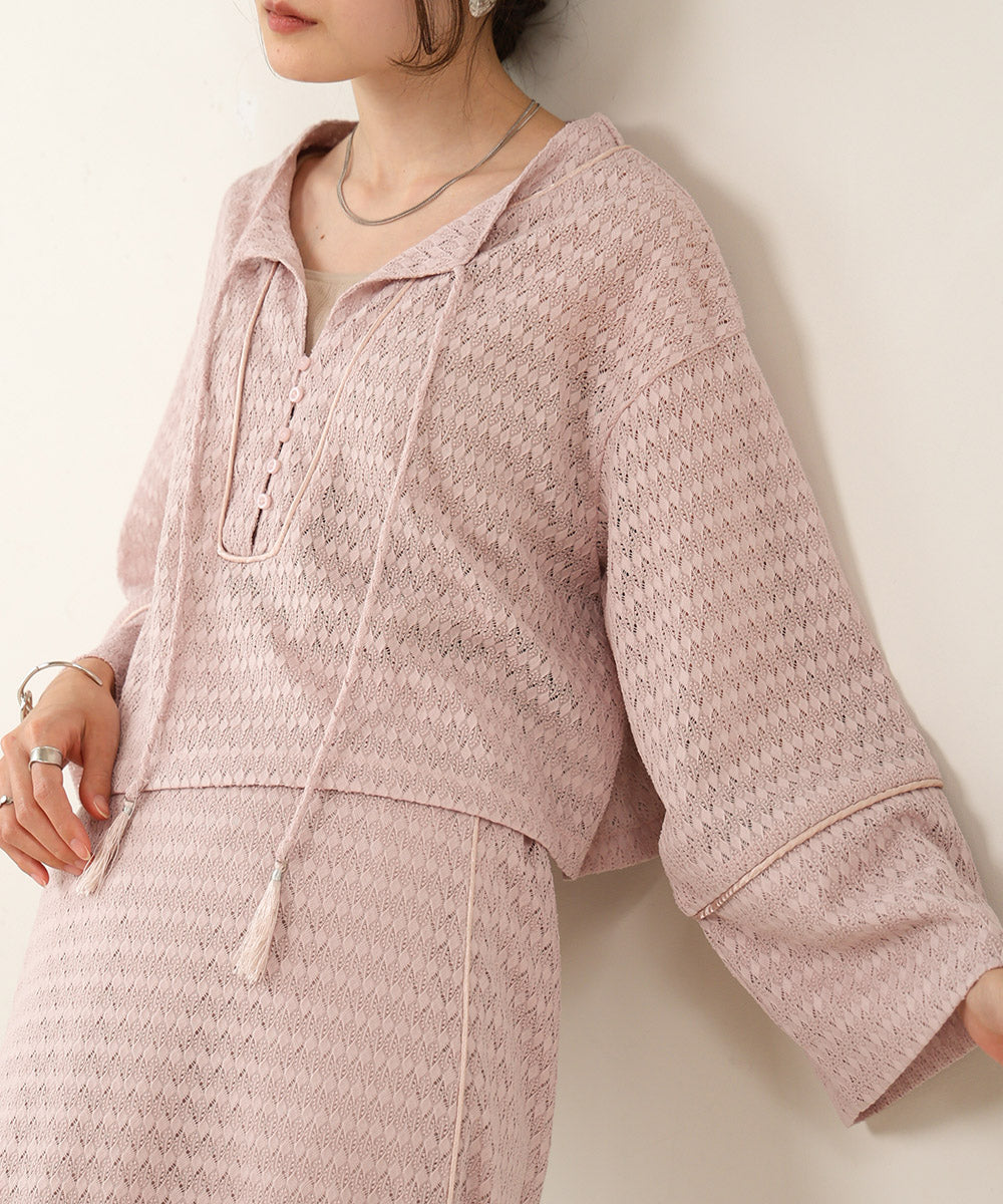 EMBROIDERY LACE CAFTAN BLOUSE