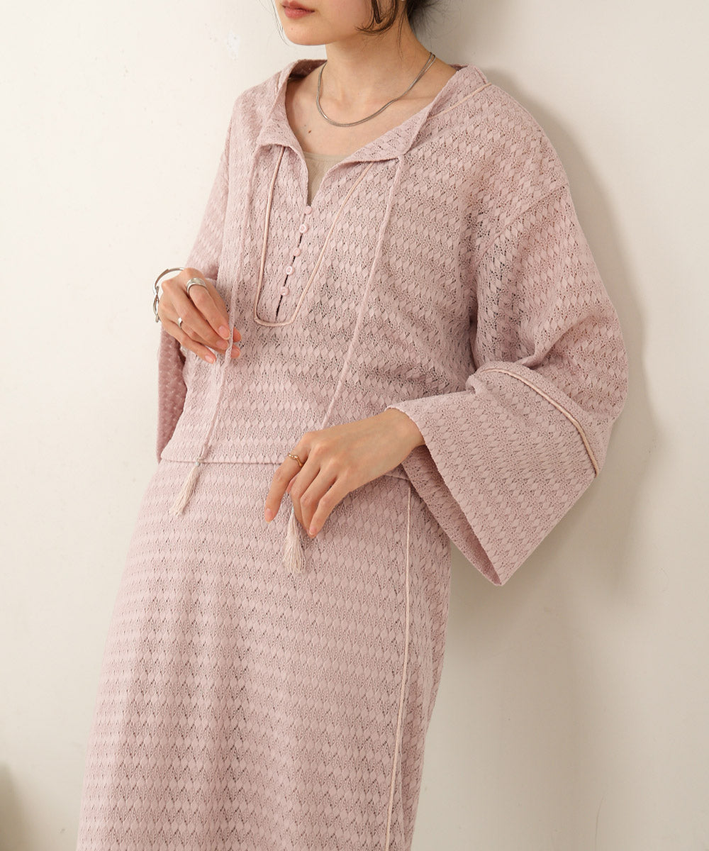 EMBROIDERY LACE CAFTAN BLOUSE