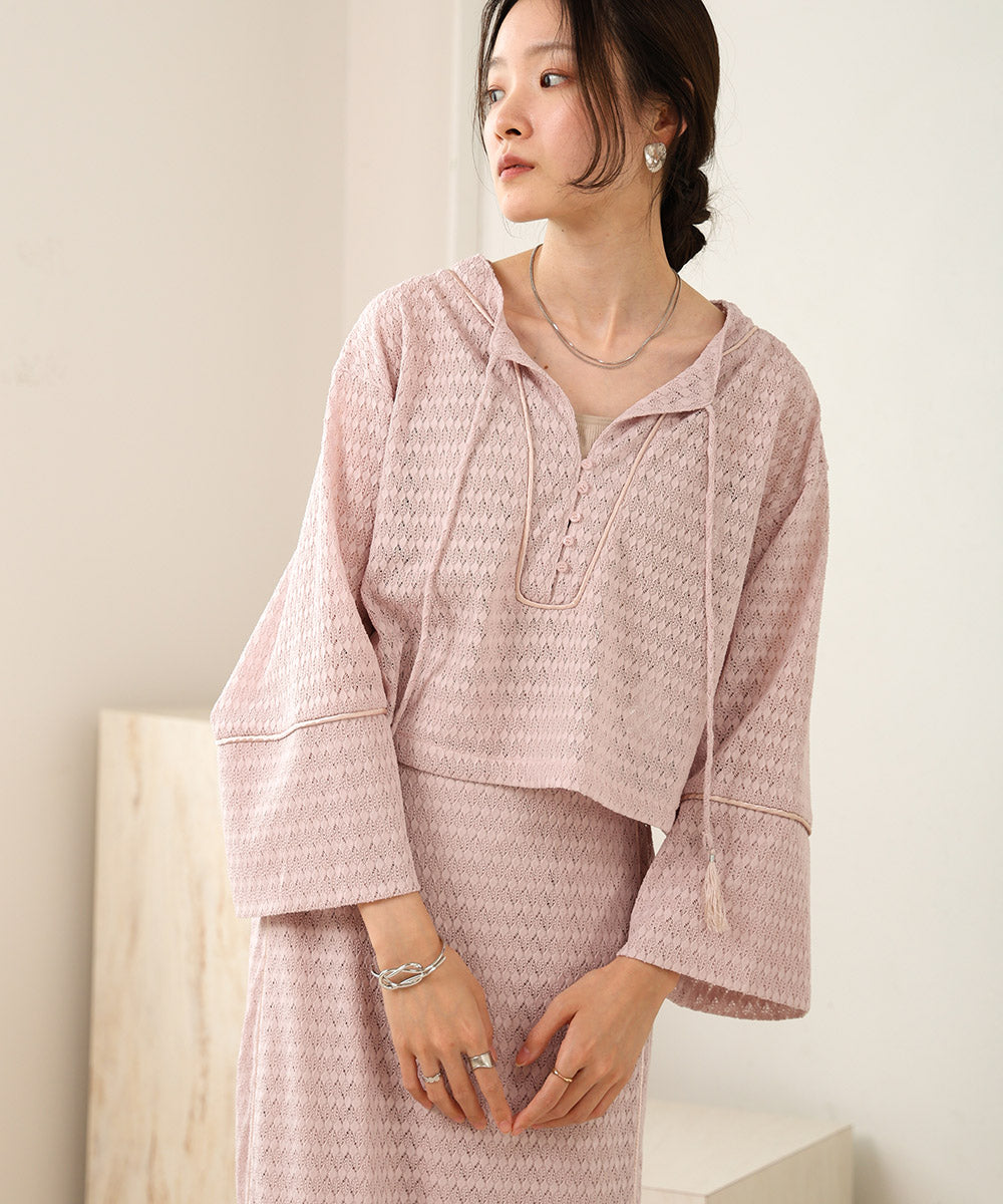 EMBROIDERY LACE CAFTAN BLOUSE