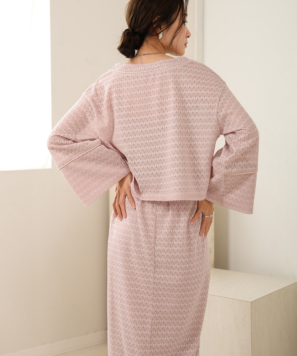 EMBROIDERY LACE CAFTAN BLOUSE