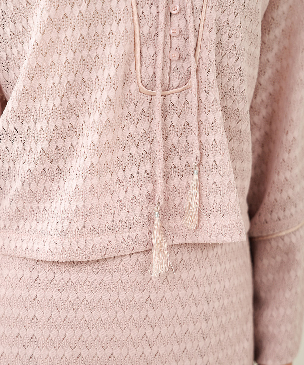 EMBROIDERY LACE CAFTAN BLOUSE