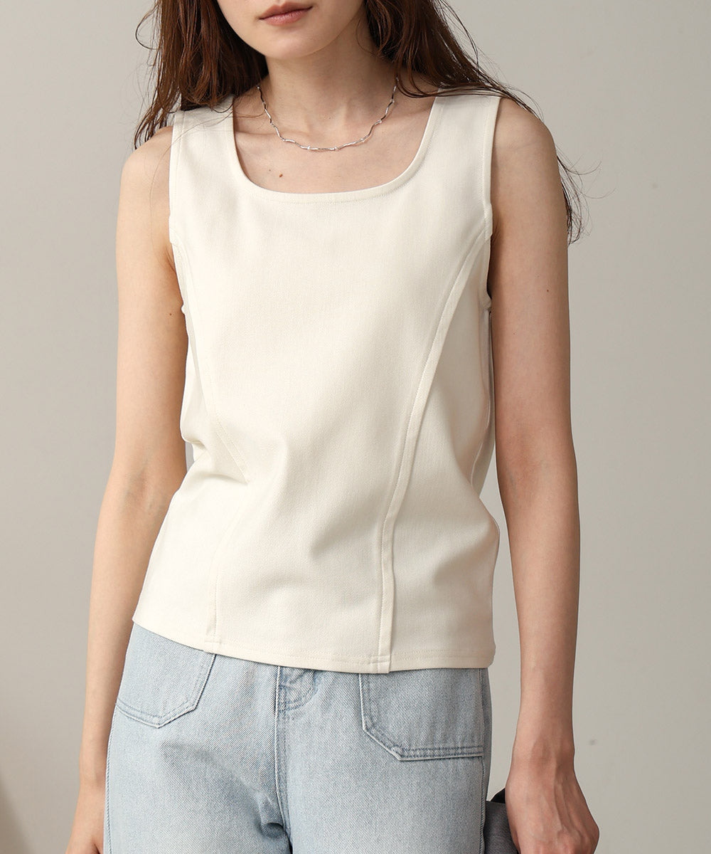 SQUARE NECK TUCK DESIGN TANK TOP