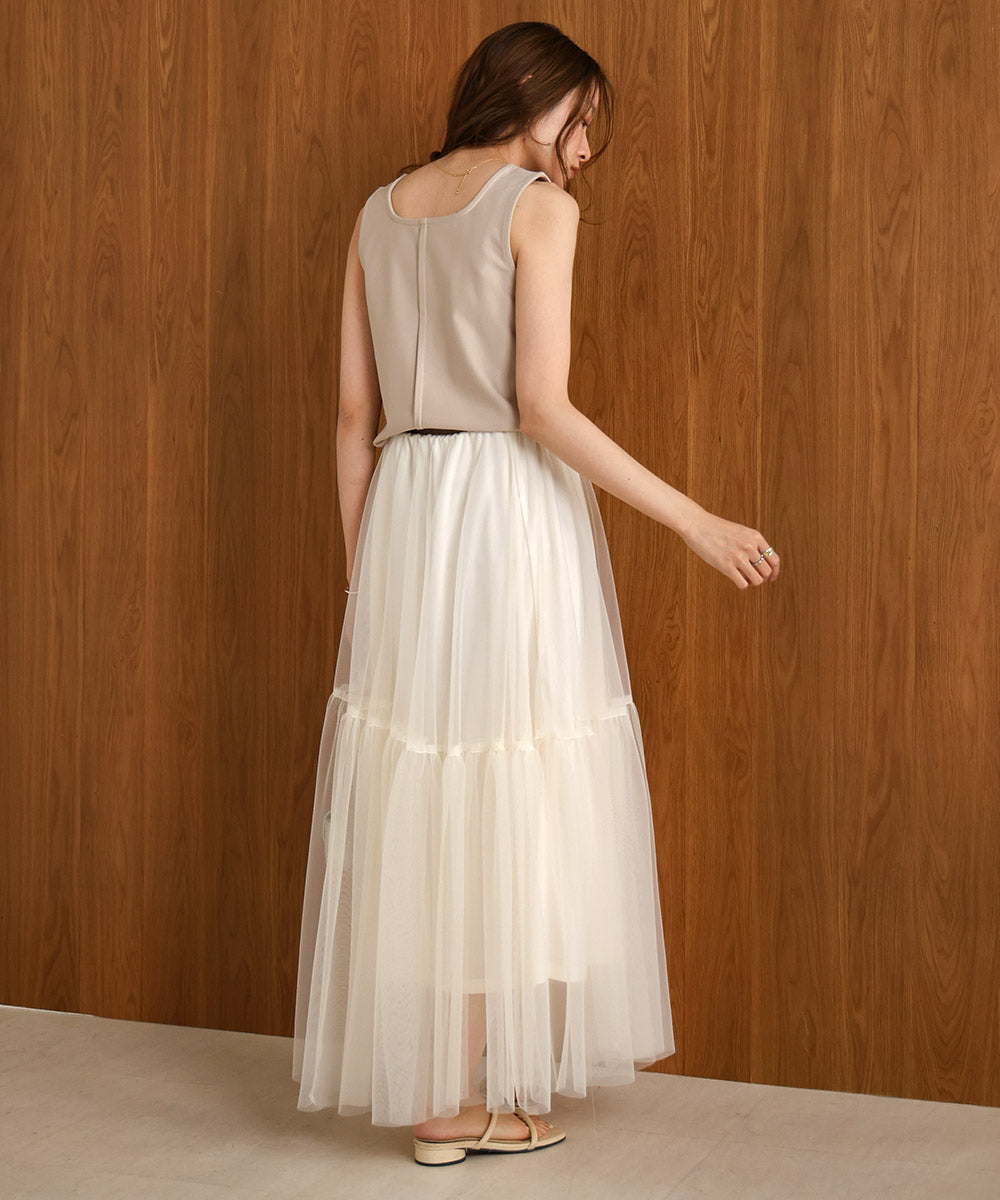 SQUARE NECK TUCK DESIGN TANK TOP