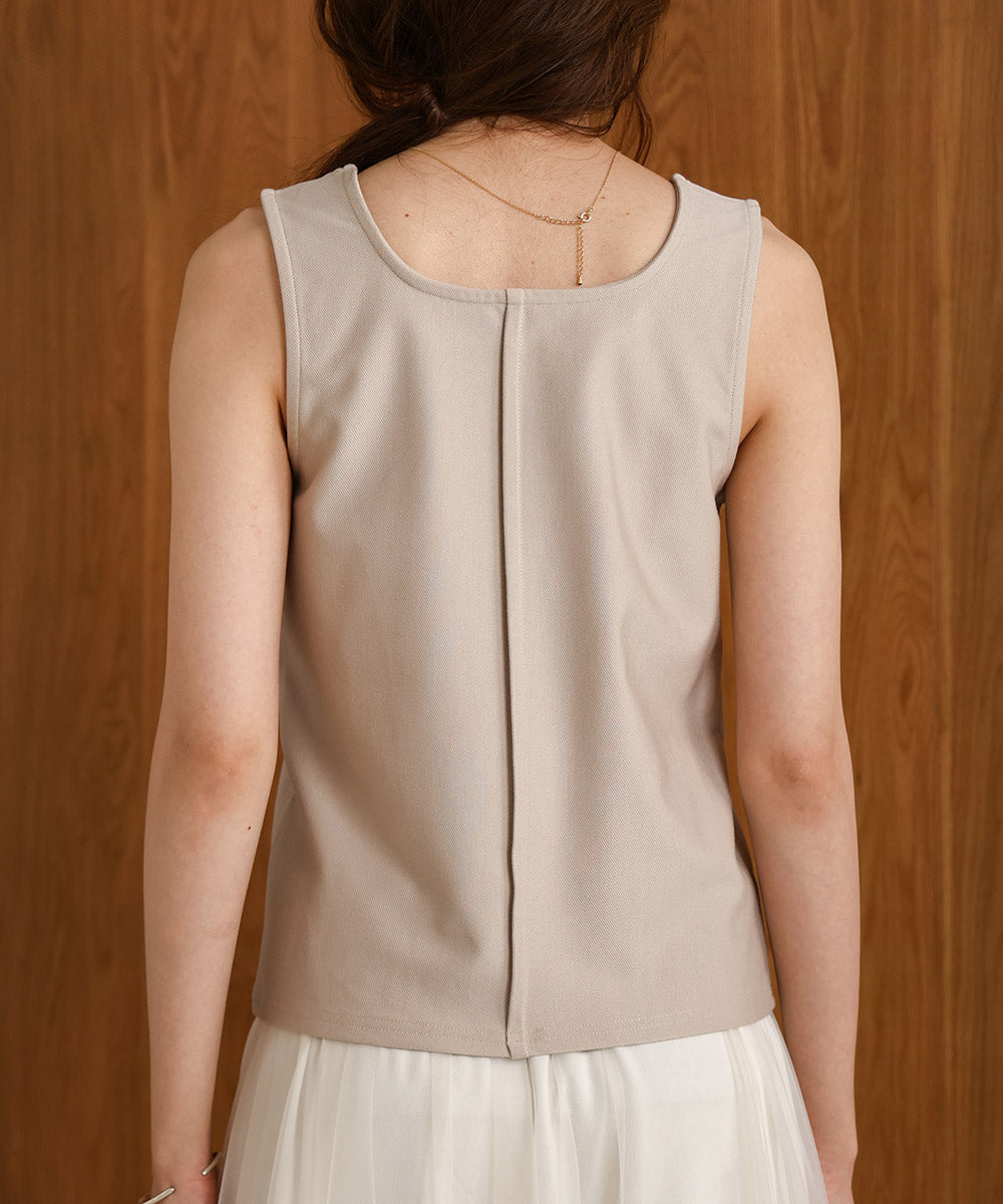 SQUARE NECK TUCK DESIGN TANK TOP