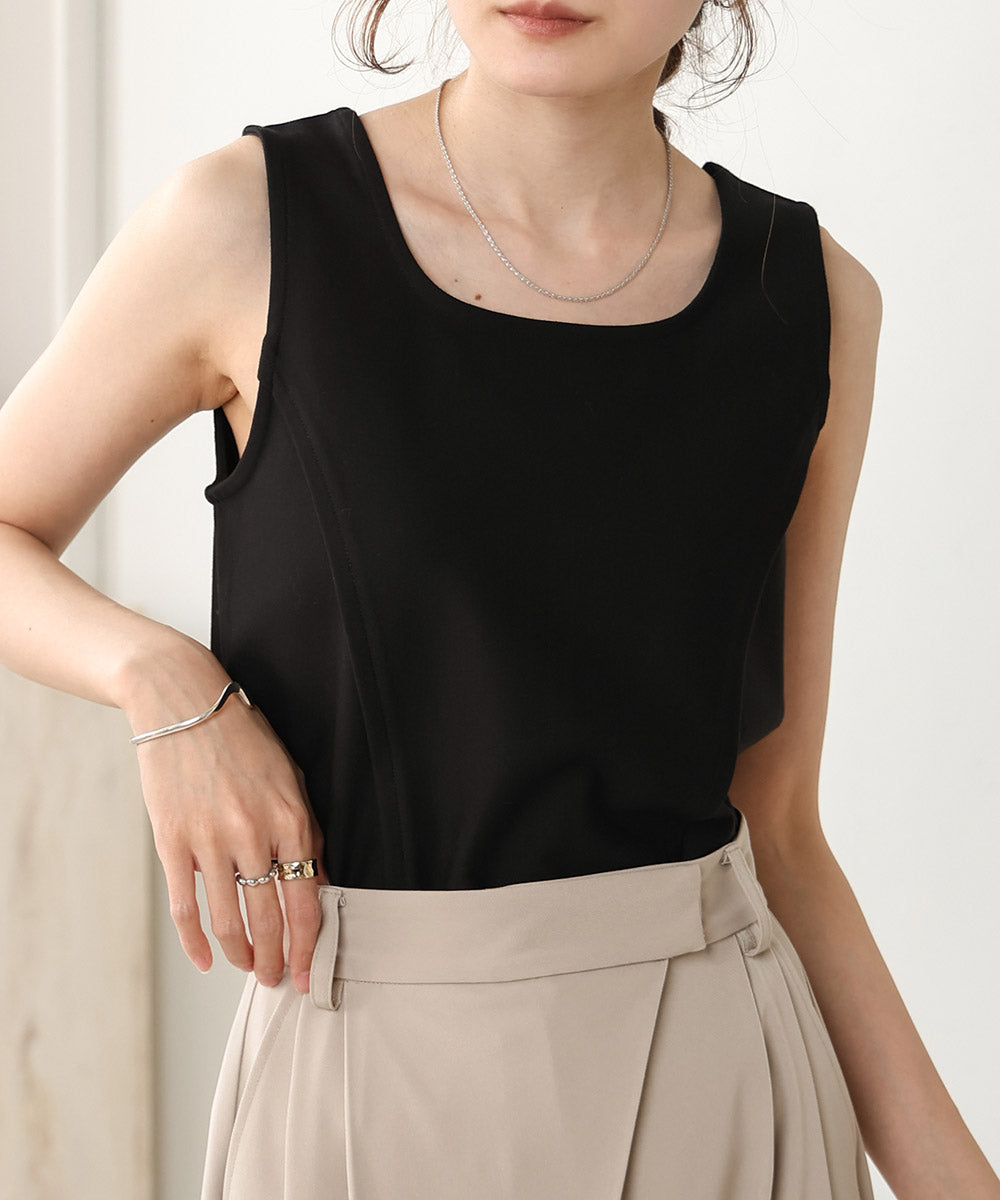 SQUARE NECK TUCK DESIGN TANK TOP