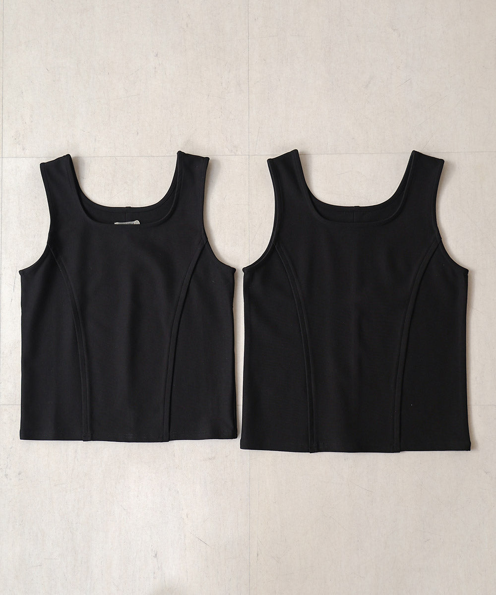 SQUARE NECK TUCK DESIGN TANK TOP