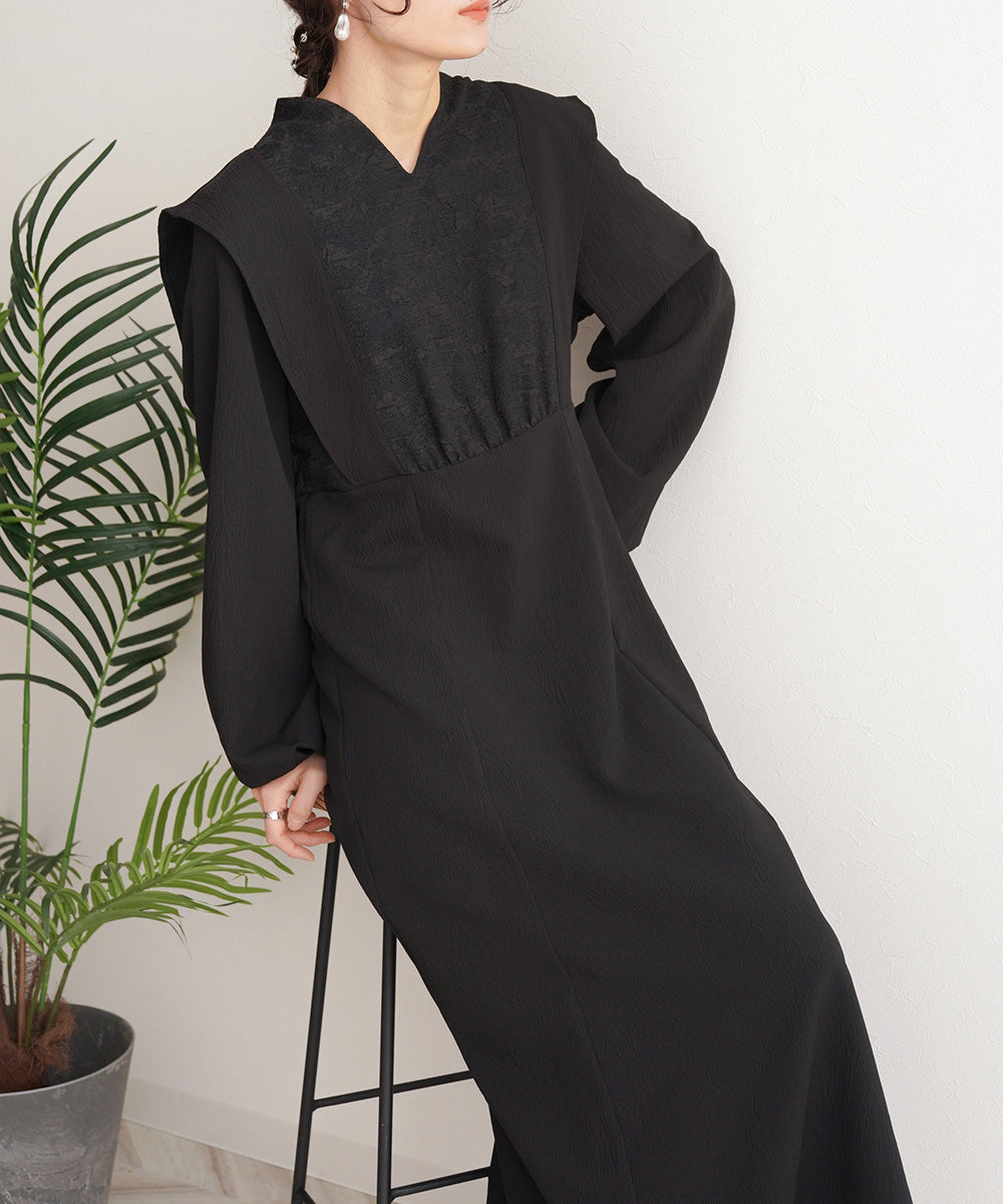 KEY NECK JACQUARD ONEPIECE