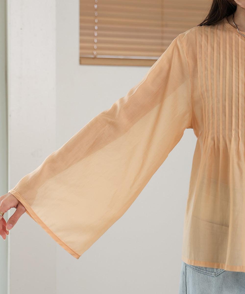 PINTUCK FLARE SLEEVE BLOUSE