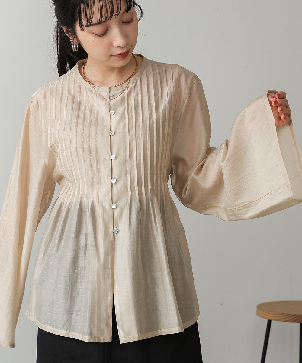 PINTUCK FLARE SLEEVE BLOUSE