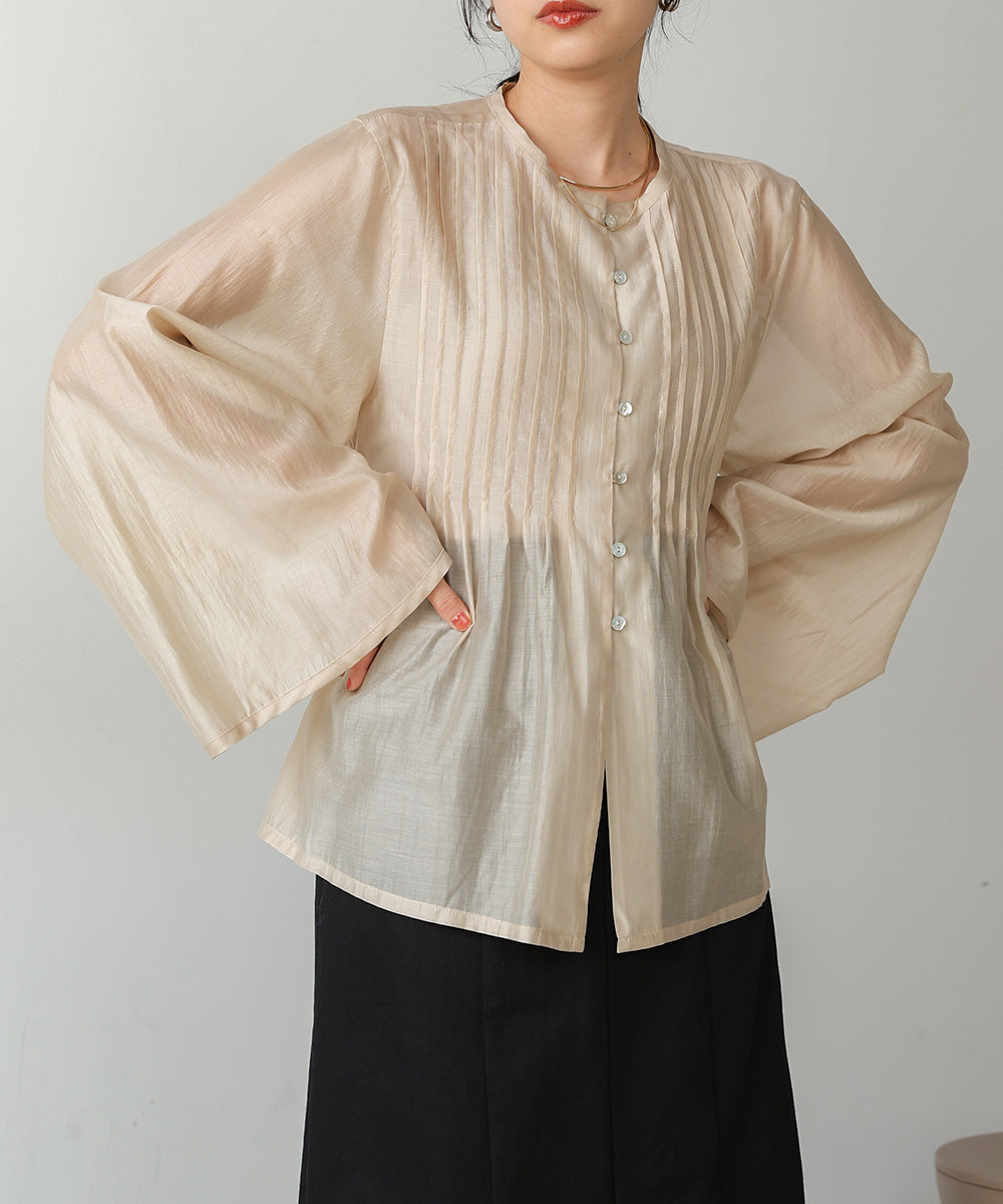 PINTUCK FLARE SLEEVE BLOUSE