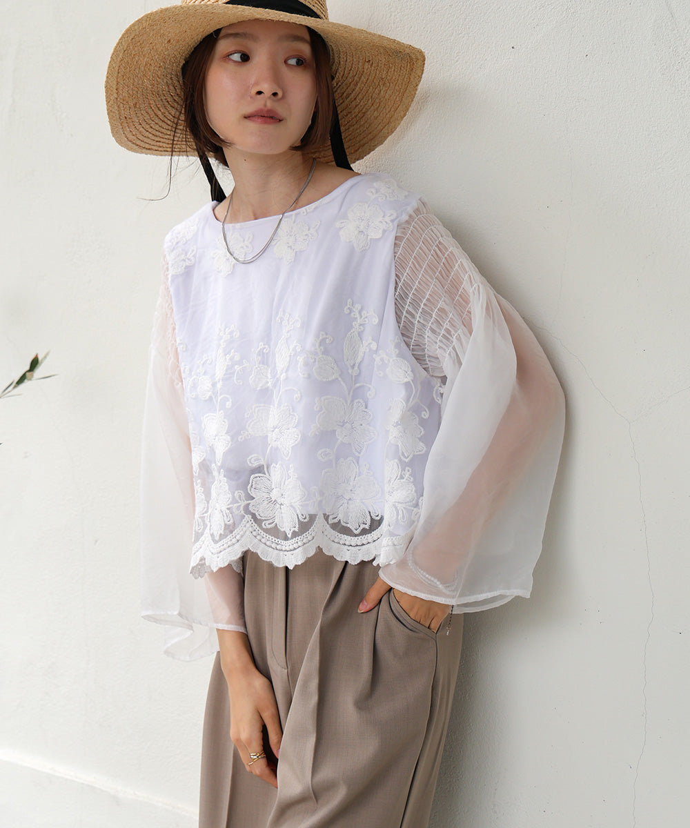 LACE SCALLOPED BLOUSE