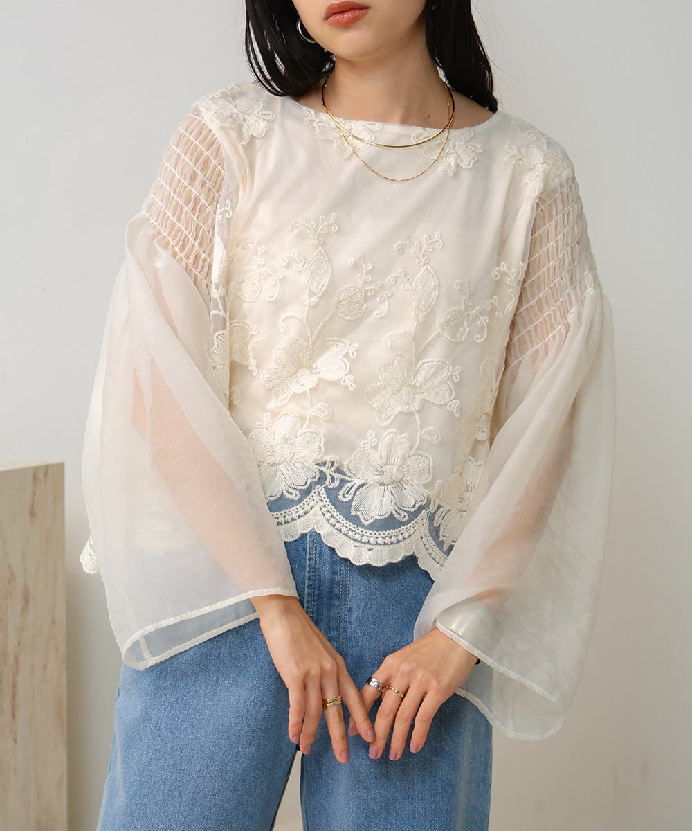 LACE SCALLOPED BLOUSE