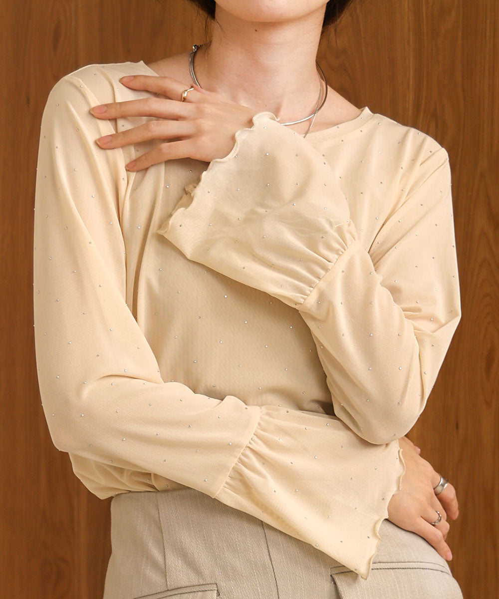 RHINESTONE SHEER TOP