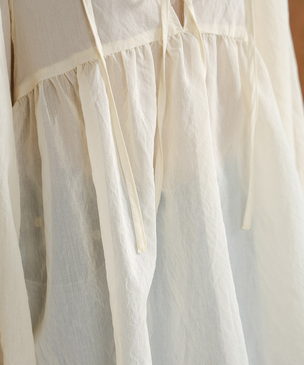 2way sleeve volume ribbon blouse