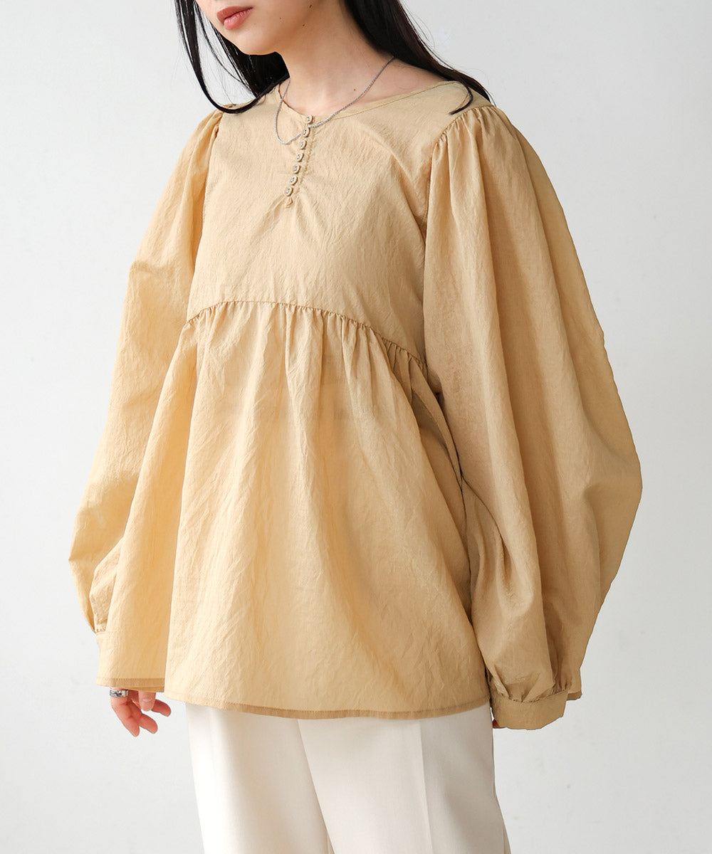2way sleeve volume ribbon blouse