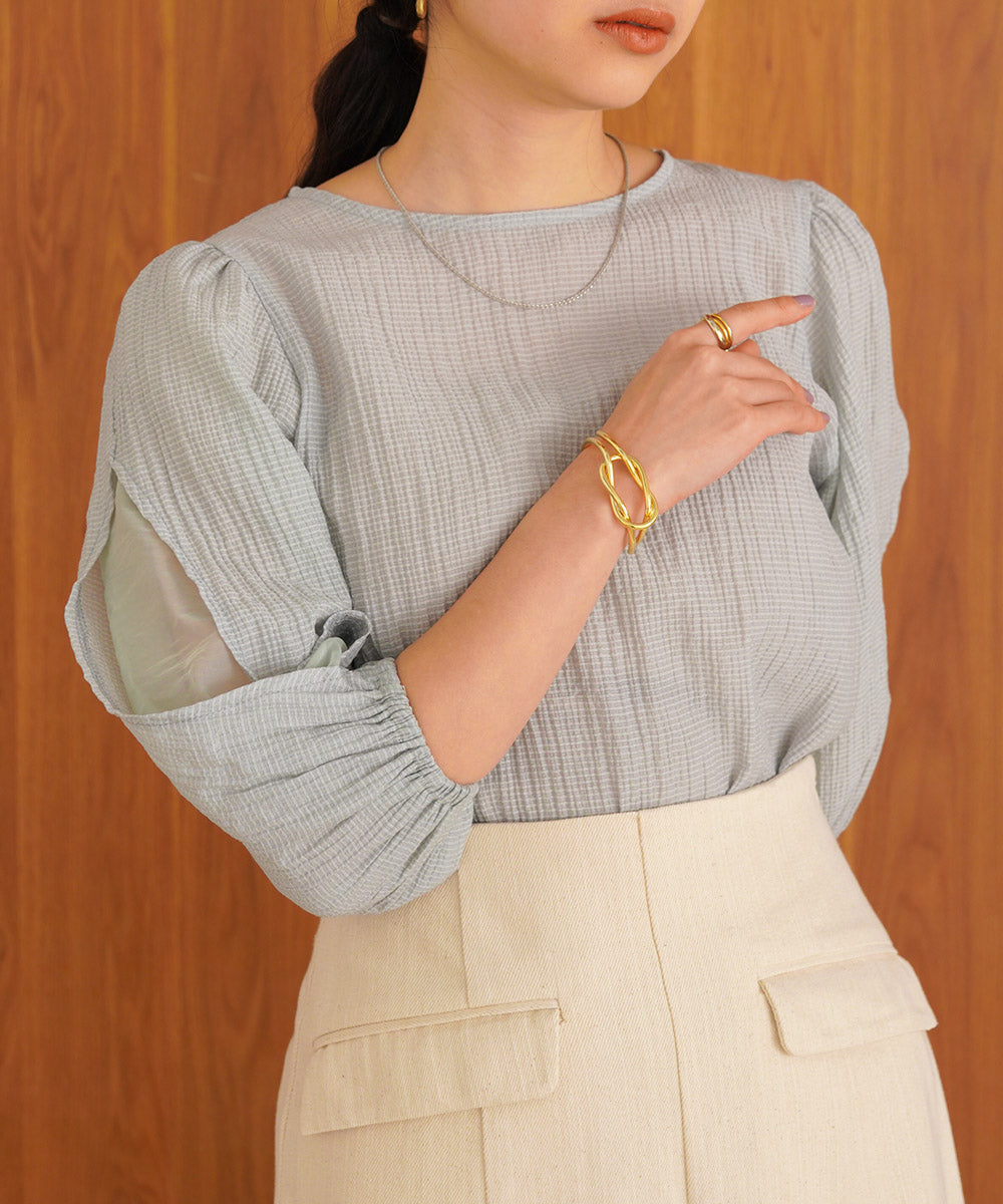 BLOUSE WITH VOLUME SHEER SLEEVES