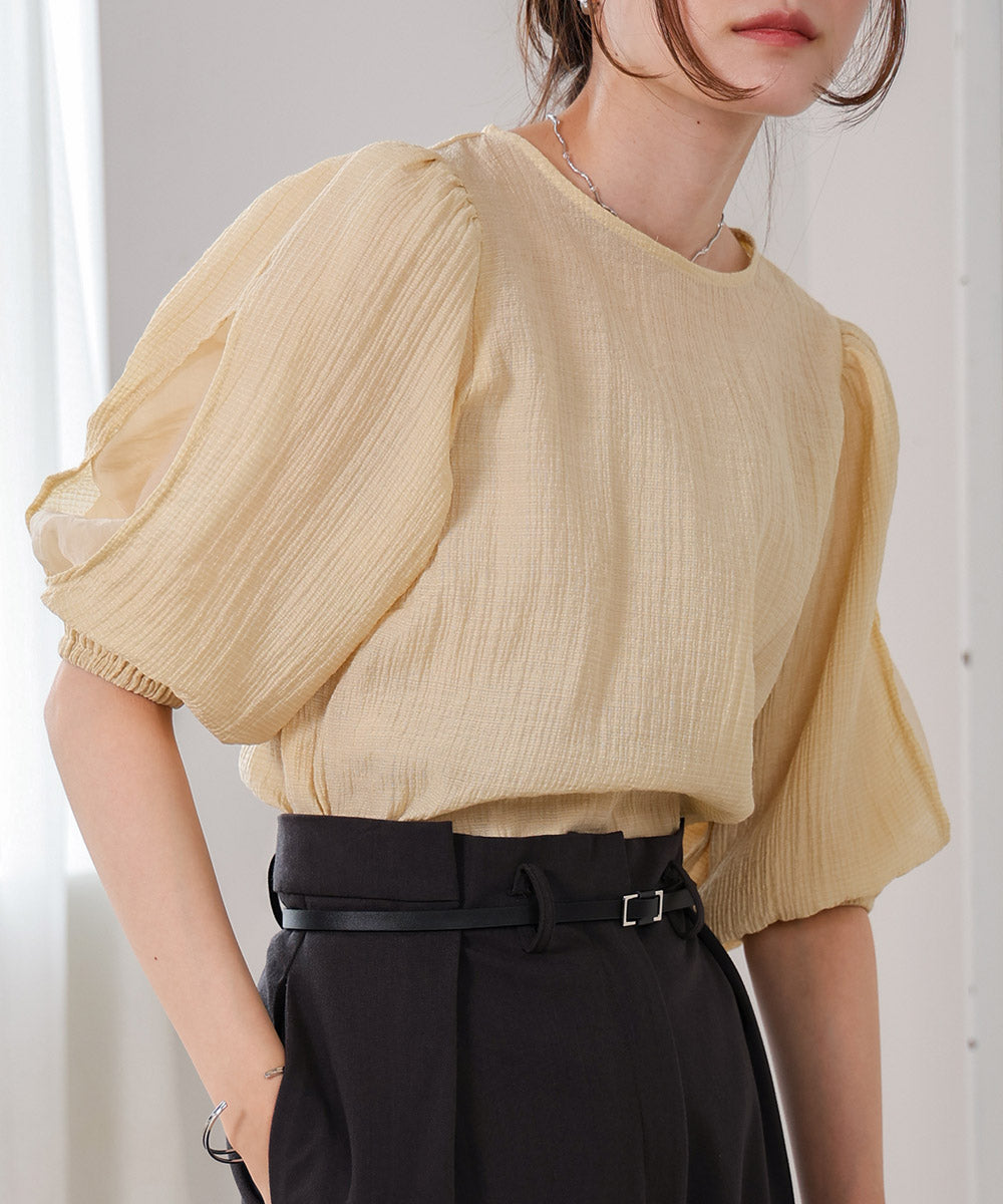 BLOUSE WITH VOLUME SHEER SLEEVES
