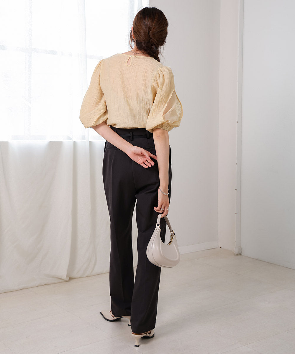 BLOUSE WITH VOLUME SHEER SLEEVES