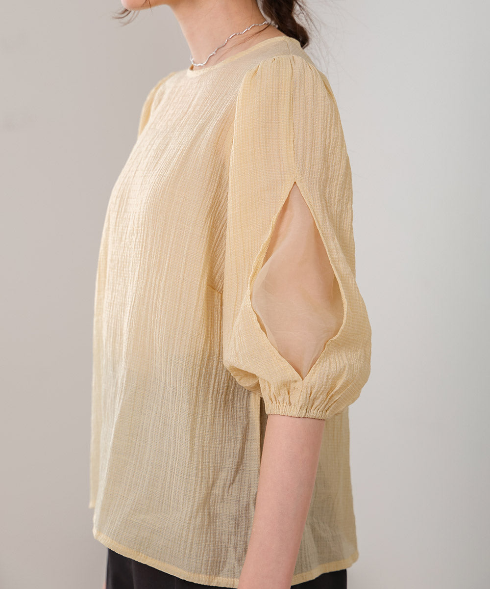 BLOUSE WITH VOLUME SHEER SLEEVES