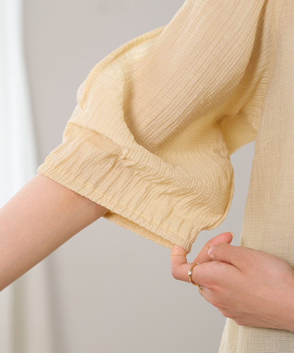 BLOUSE WITH VOLUME SHEER SLEEVES