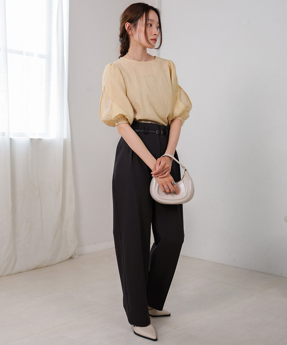 BLOUSE WITH VOLUME SHEER SLEEVES