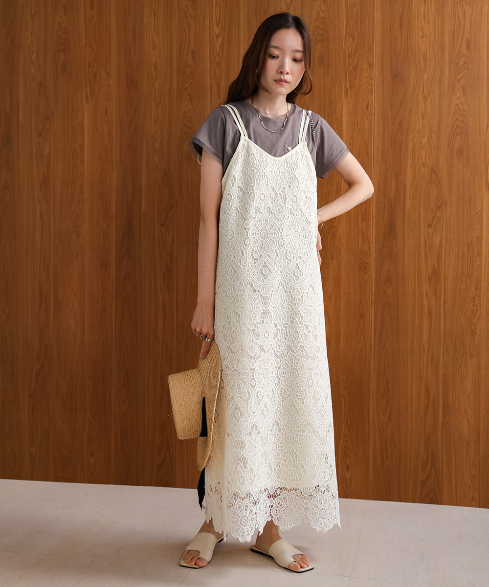 LACE BACK RIBBON CAMI DRESS