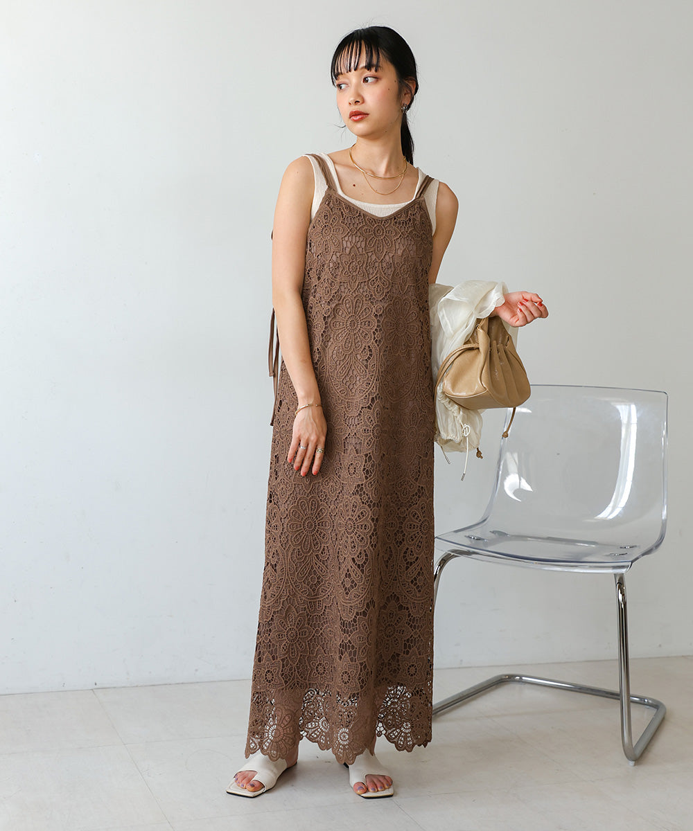 LACE BACK RIBBON CAMI DRESS