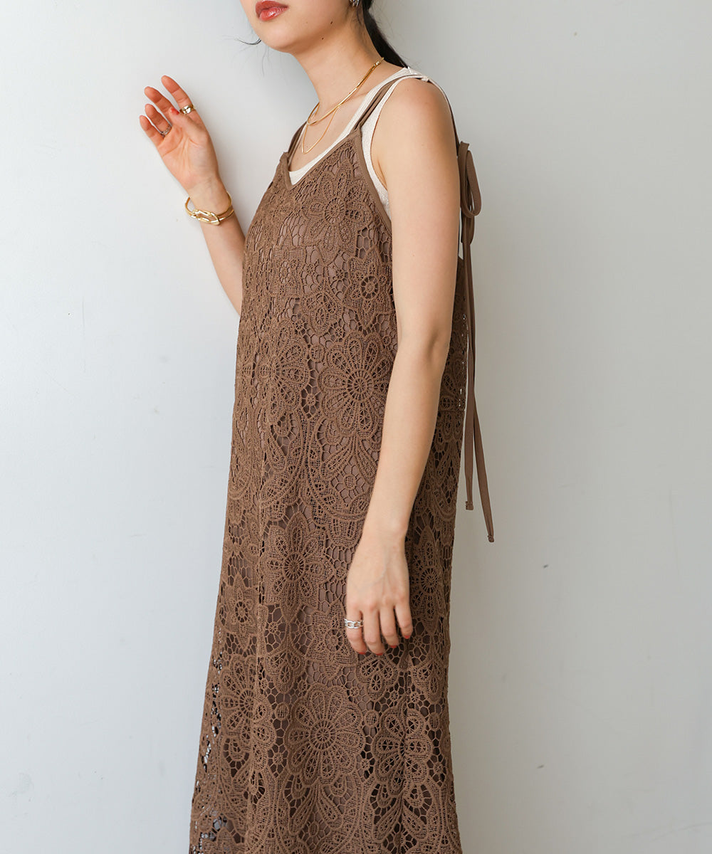 LACE BACK RIBBON CAMI DRESS