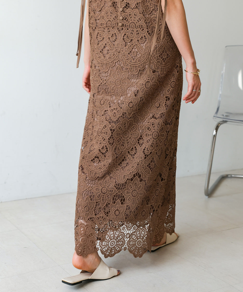 LACE BACK RIBBON CAMI DRESS