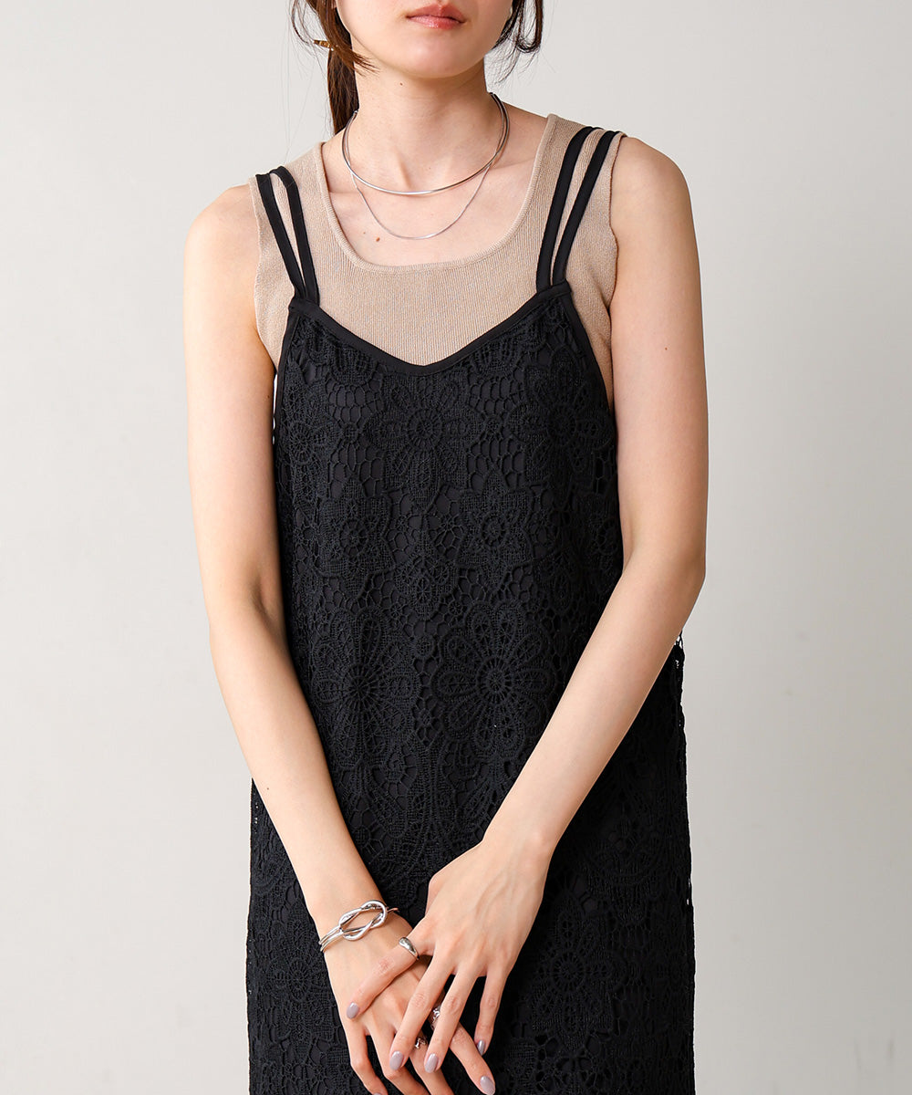 LACE BACK RIBBON CAMI DRESS