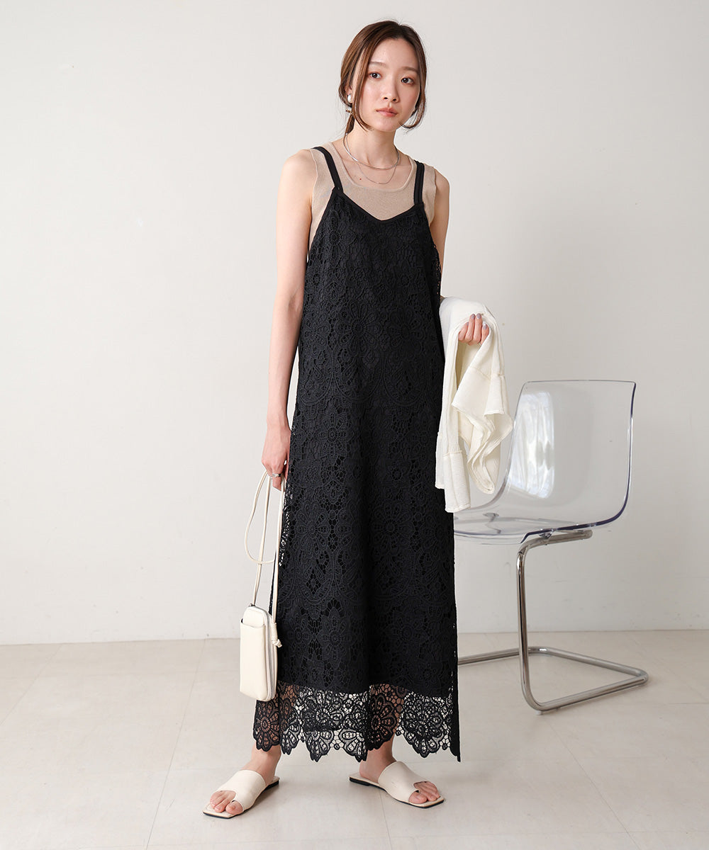 LACE BACK RIBBON CAMI DRESS